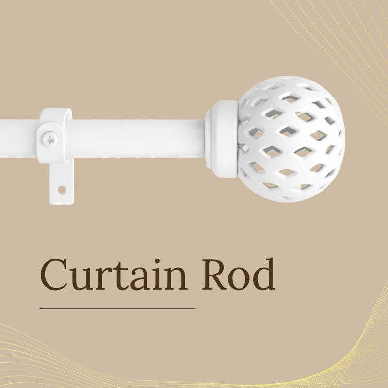 Ornetta Extendable 1" Single Curtain Rod With Round Finial & Brackets (White) media 3