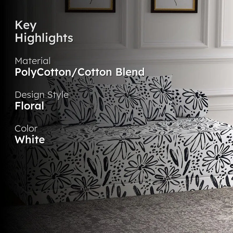 Inked Florals Diwan Set - Six Piece Set media 2