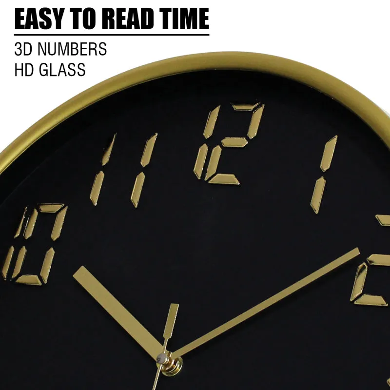 Centura Analog Wall Clock - Gold, Black media 9