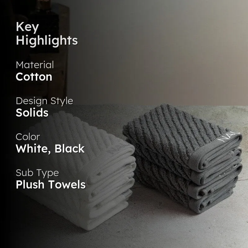 Nautica Riviera Soft Cotton Hand & Face Towel (White & Dark Grey) - Set Of Eight media 2