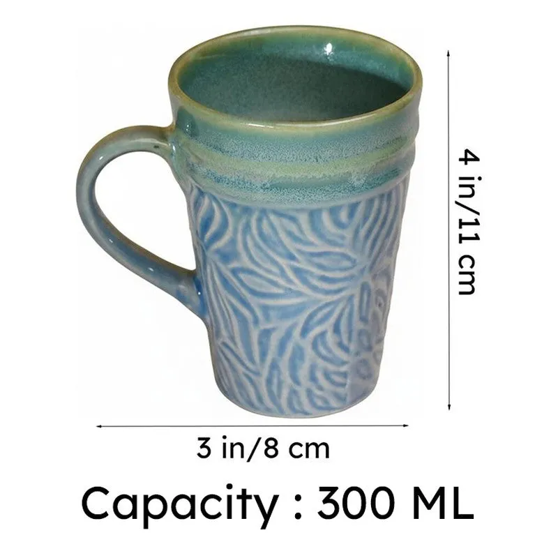 Ceramuse Ceramic Coffee Mug (300 m/Light Blue) - Set of Six media 7