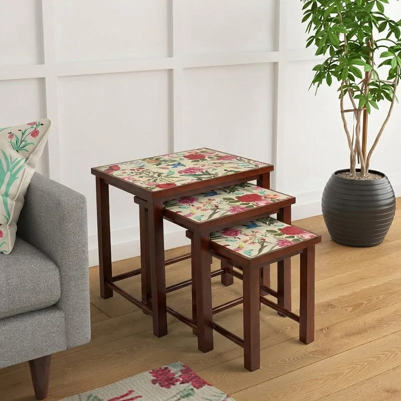 India Circus Teak Wood Bird Nesting Stool - Set Of Three - 1