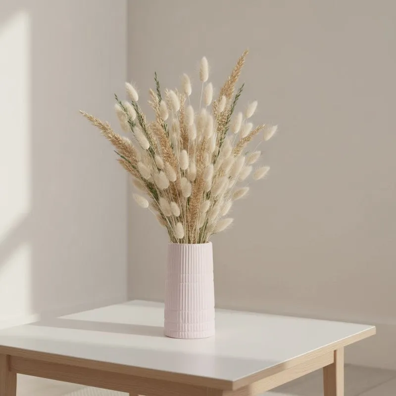 Blush Ribbed Ceramic Vase media 8