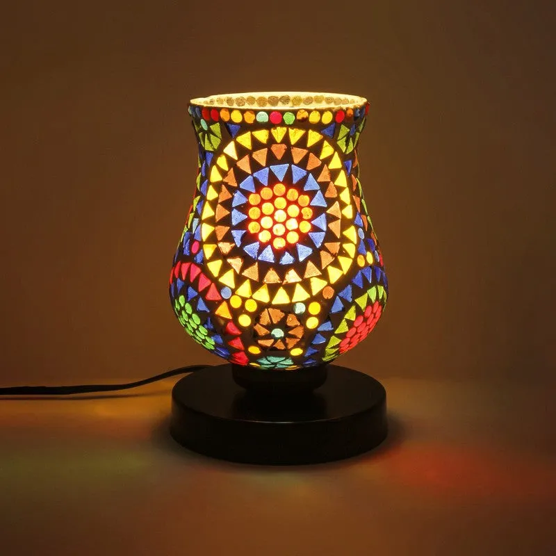 Lumeweave Mosaic Glass Wooden Table Lamp With Base - Multicolor media 5