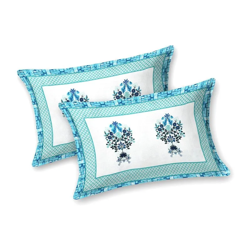 Royaly Cotton Bedsheet (Sky Blue,White) - 240 TC media 4
