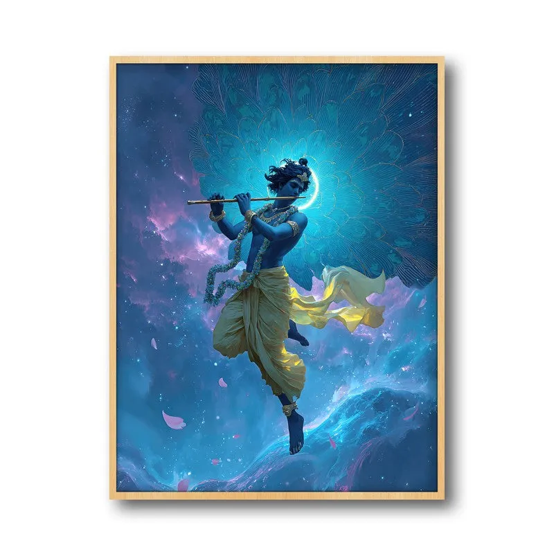 Lord Krishnas Cosmic Divine Dance IV Archival Paper Wall Art - Natural Brown Frame media 5