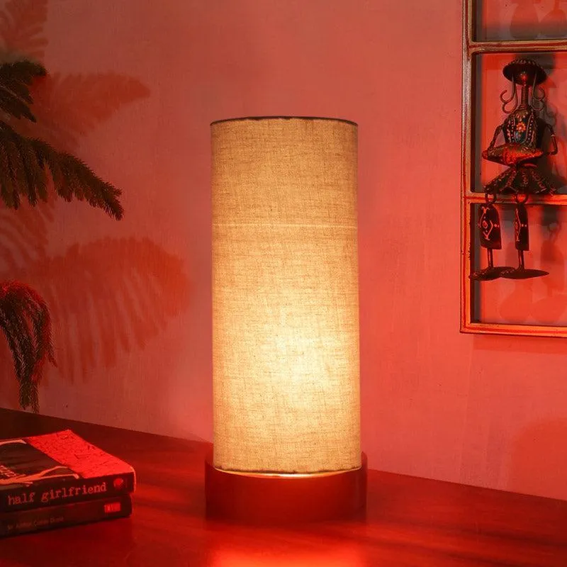 Mirza Tower Wooden Table Lamp - Grey,Brown media 2