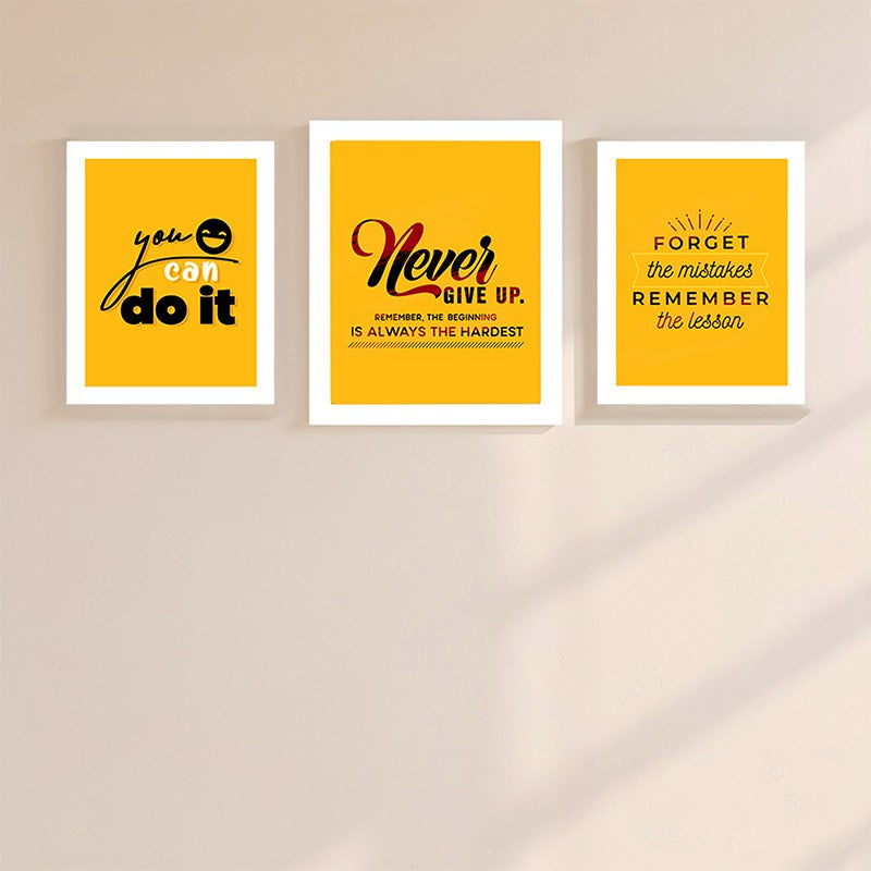 Never Give Up Yellow Wall Art - Set Of Three media 5