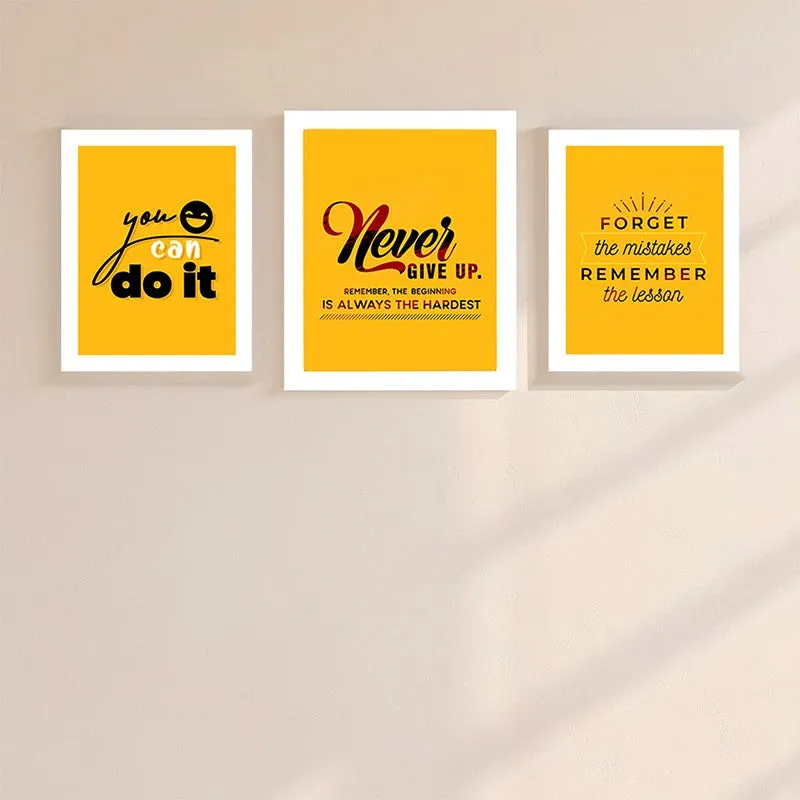 Never Give Up Yellow Wall Art - Set Of Three media 5