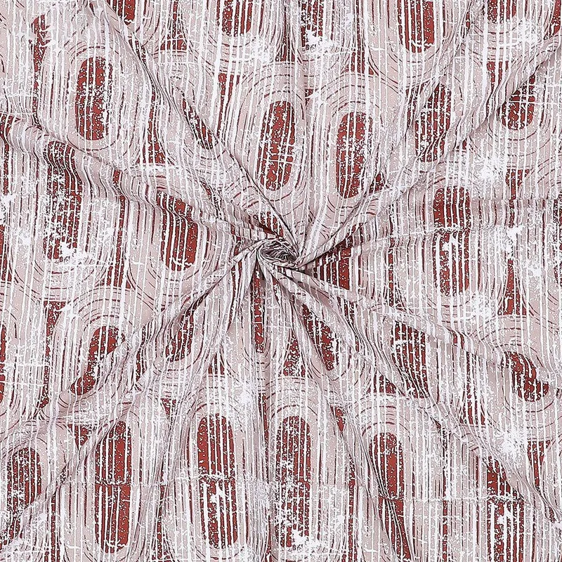 Monte Carlo Striped Ovals Cotton Bedsheet (White,Maroon) - 104 TC media 9