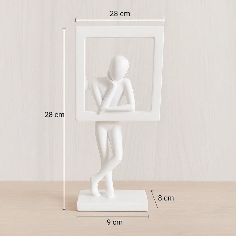 Silent Thoughts Modern Art Resin Sculpture Showpiece - White media 6