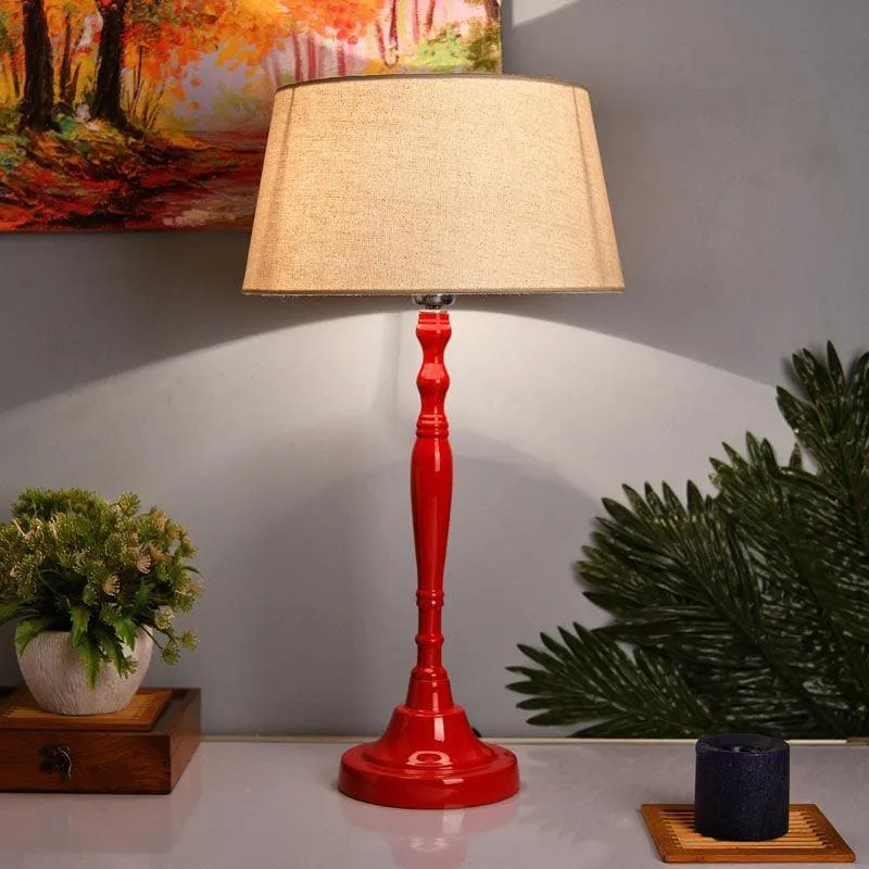 Eclectic Rouge Fabric Table Lamp - Red,White media 1