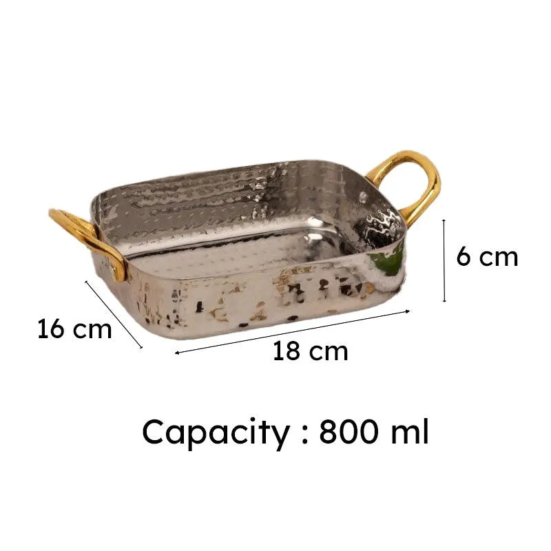 Vintage Charm Hammered Rectangular Serving Pan - 800 ML media 5