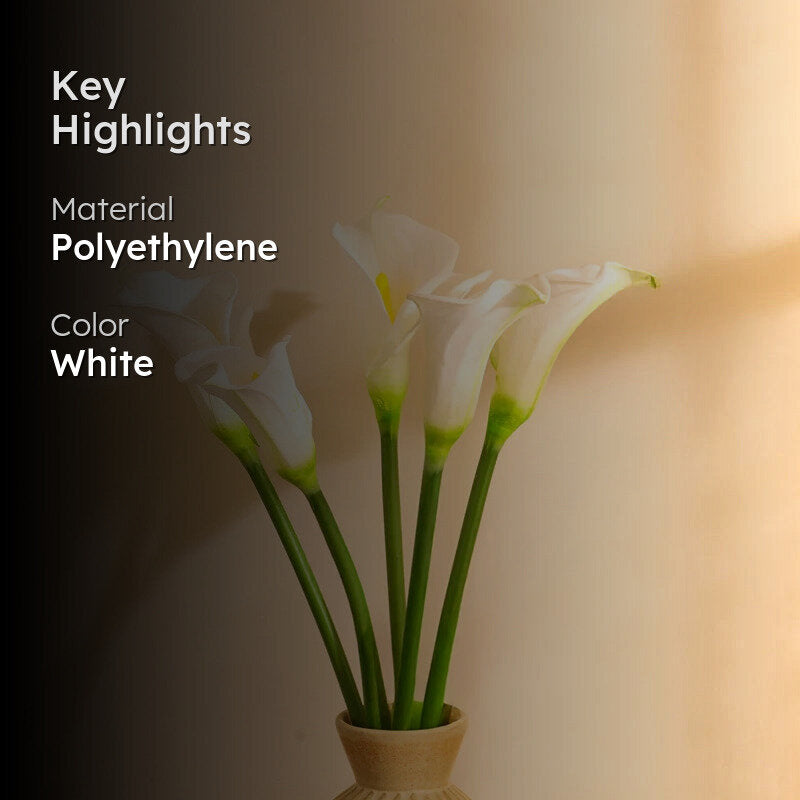 Artificial Realistic Calla Lily Flower Stick (White) - Set Of Five media 2