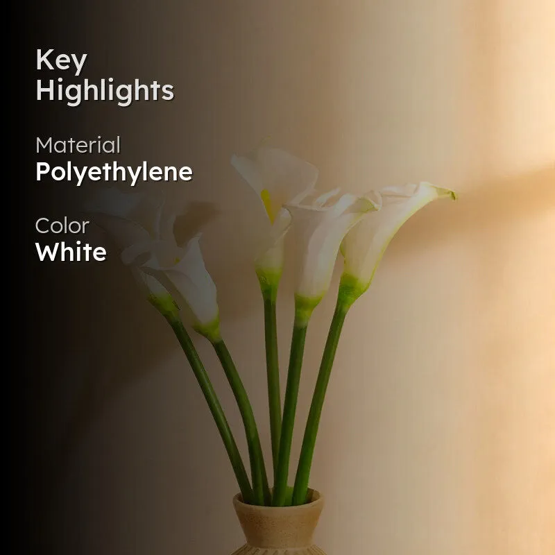 Artificial Realistic Calla Lily Flower Stick (White) - Set Of Five media 2