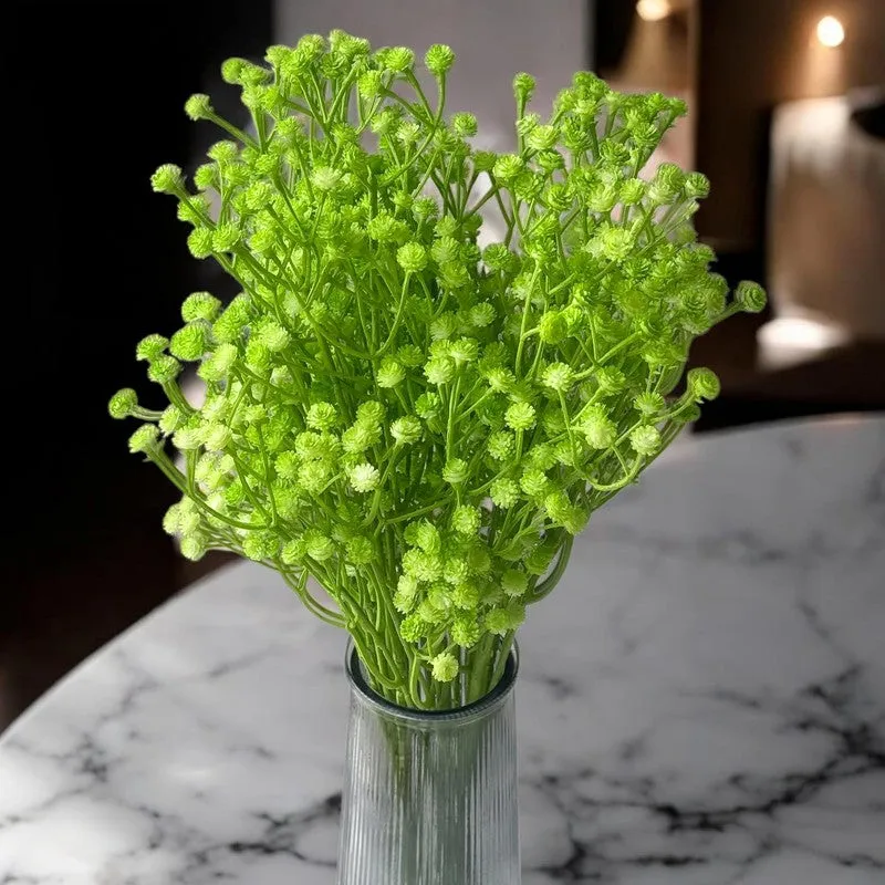 Baby's Breath Plastic Gypsophila Artificial Flower (Green) - Set Of Three media 1