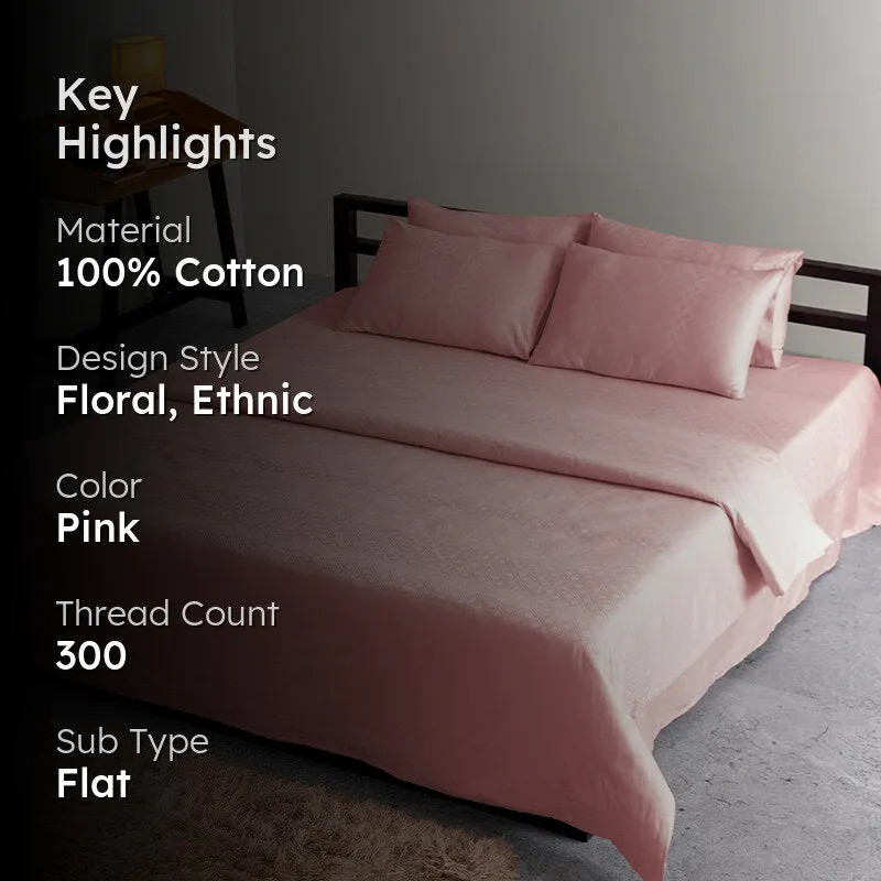 Diamond Dazz Jacquard Cotton Bedsheet (Cameo Rose) - 300 TC media 2