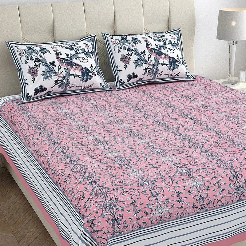 Avani Aura Floral Cotton Bedsheet (Pink) - 150 TC media 3