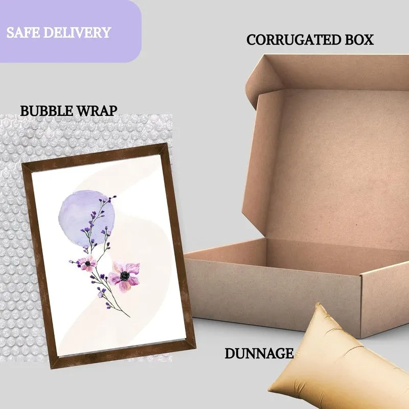 Dreamy Florals Paper Wall Painting With Frame - Brown media 8