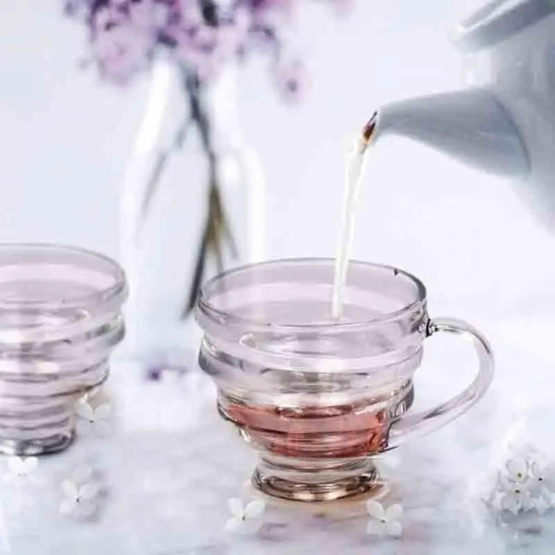 Crumpled Glass Tea Cup (190 mL Each) - Set of Six media 1