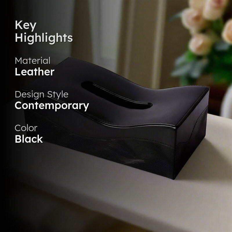 Veltrix Faux Leather Tissue Holder - Black media 2