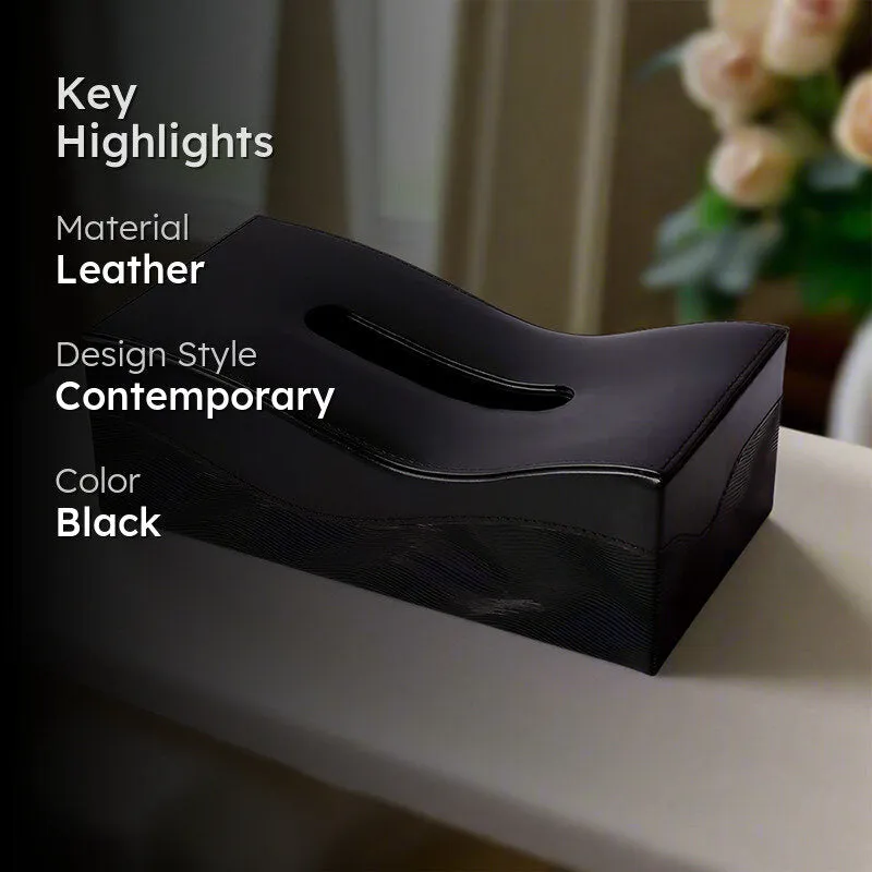 Veltrix Faux Leather Tissue Holder - Black media 2