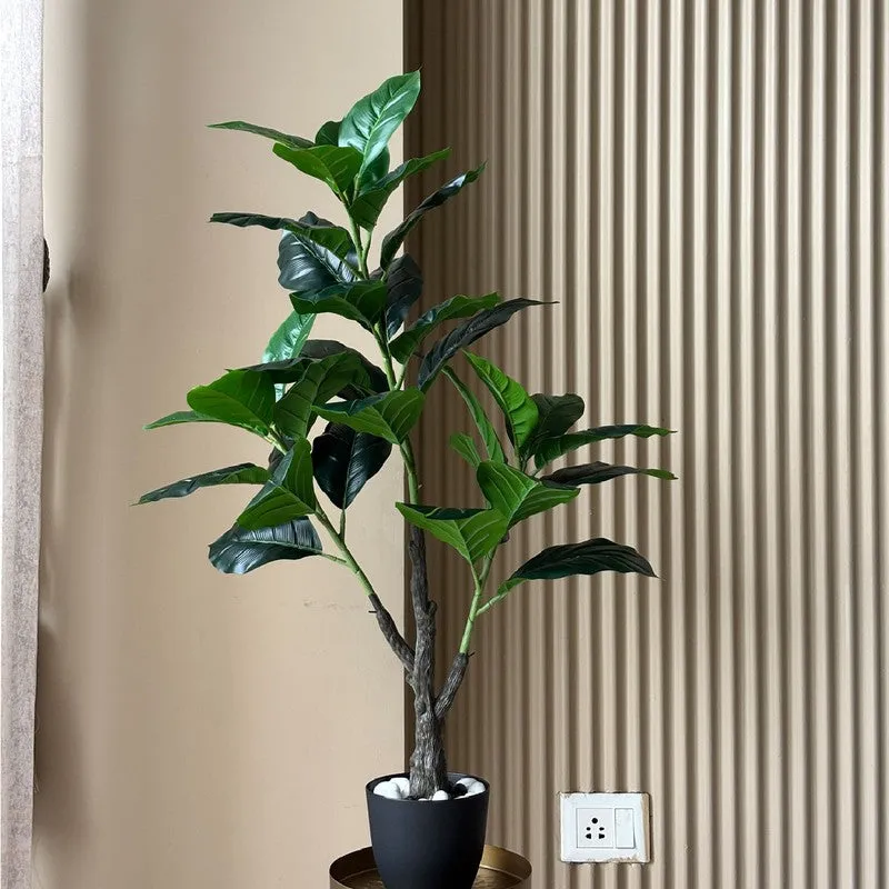 Jungle Fiddle Fig Artificial Plant With Black Plastic Pot - 95 cm (3.1 ft) - 4