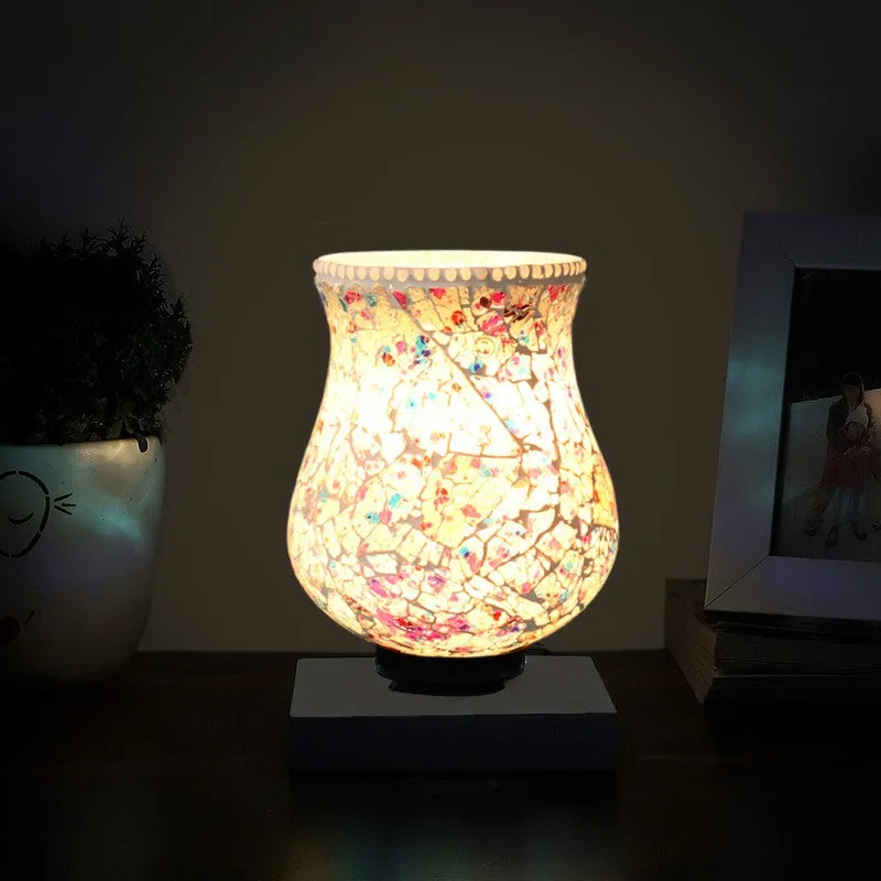 Glowfire Mosaic Glass Table Lamp With Wooden Base - Multicolor media 3