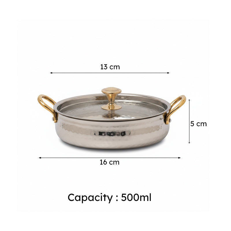 Vintage Charm Hammered Oval Serving Pot With Lid - 500 ML media 5