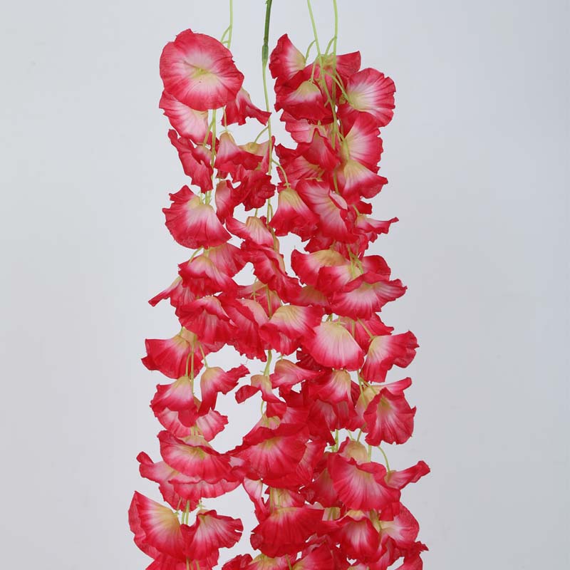 Faux Lush Hanging Morning Glory Plant (Red) -  2.8 Feet media 3