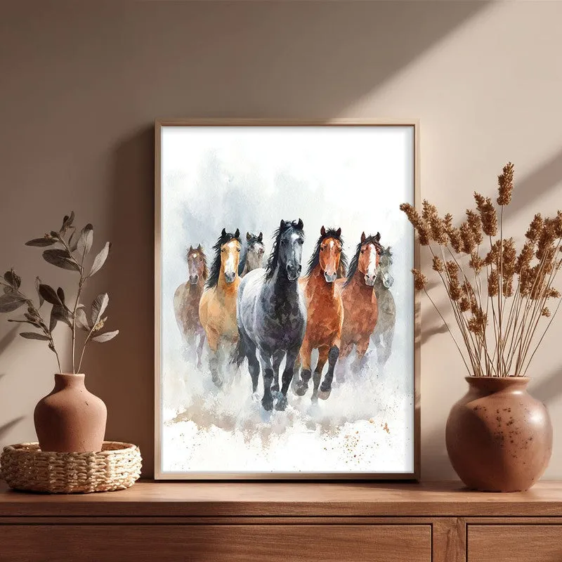 Horse of Freedom Wall Painting With Brown Frame media 5
