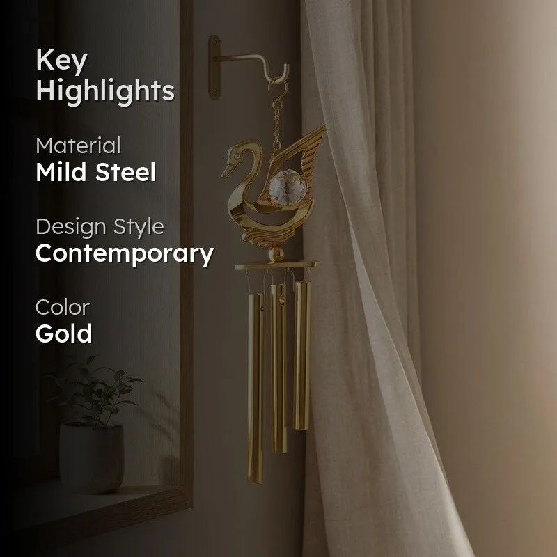Luxe Swan 24K Gold Plated Mild Steel Windchime media 2