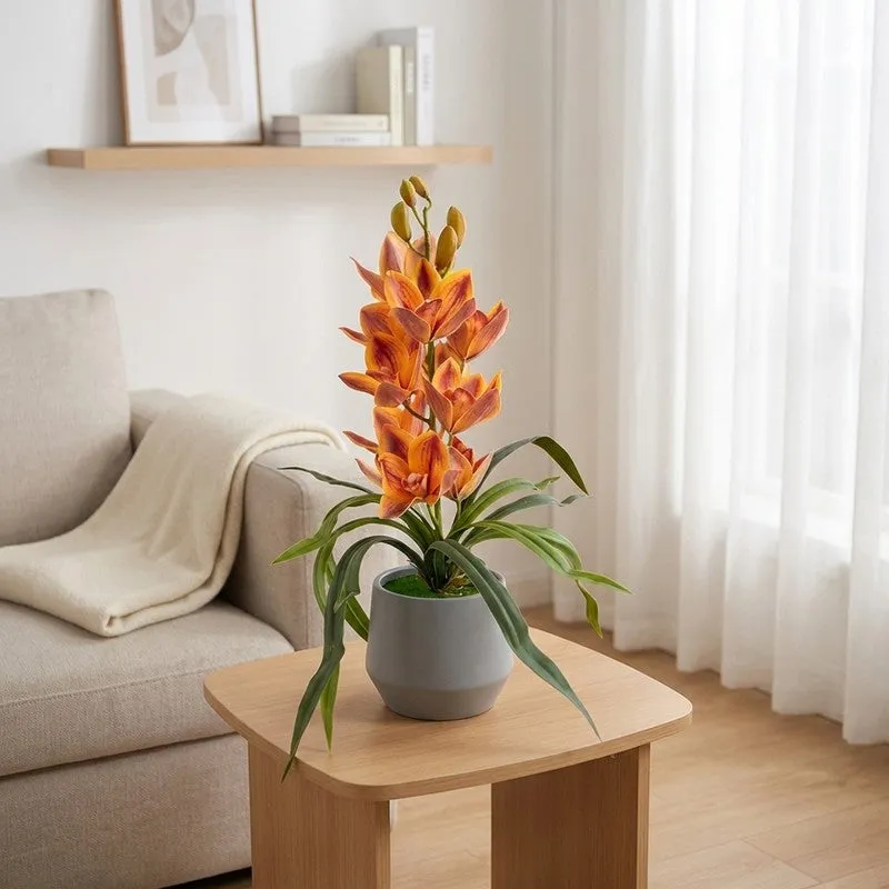 AarviDecor Golden Orchid Silk Artificial Plants media 1