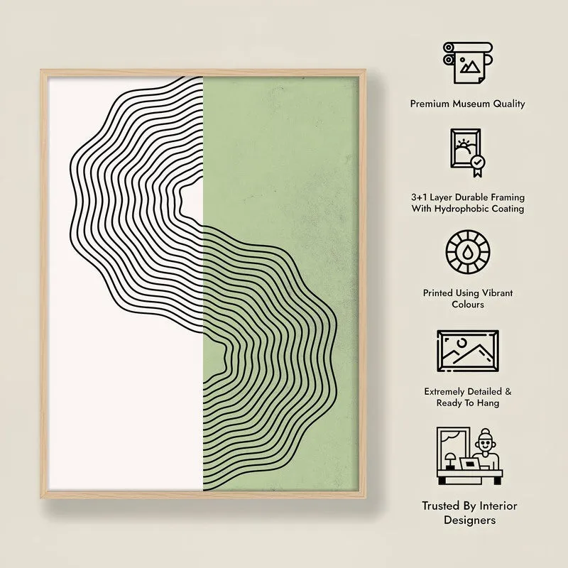 Ondas Green Archival Canvas Wall Art - Natural Brown Frame media 8