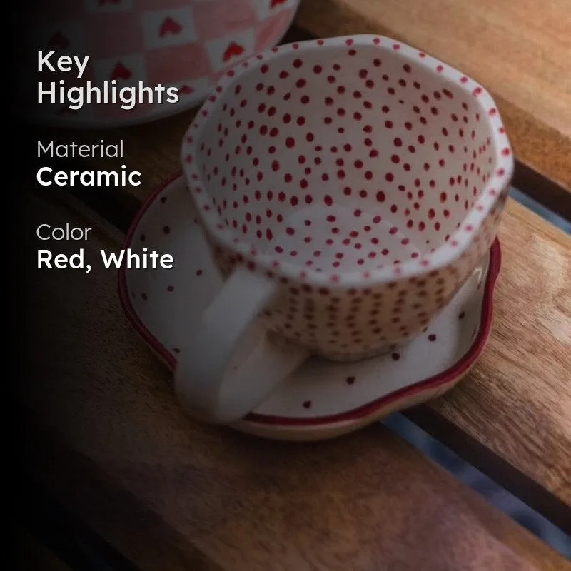 Red Polka Play Cup & Saucer (200 ML) - Two Piece Set media 2