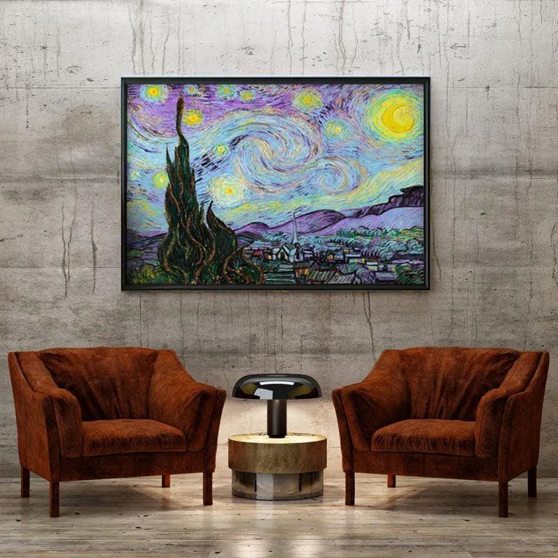 The Starry Night Canvas Wall Art - Black Frame media 4