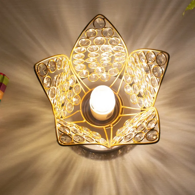 Floral Culture Metal Table Lamp - Gold,White media 7
