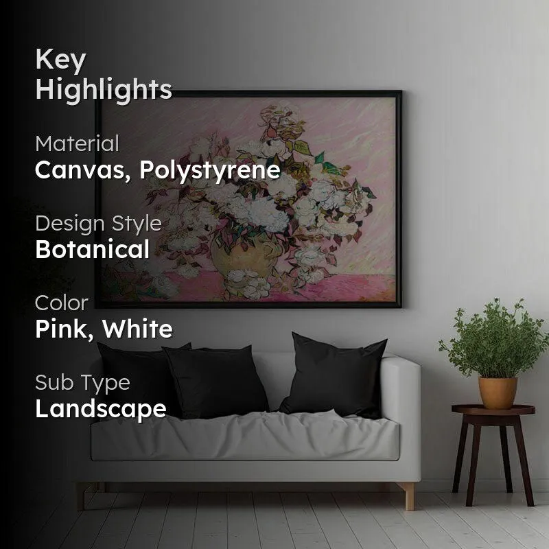 Still Life: Vase With Pink Roses By Vincent Van Gogh - Black Frame media 2