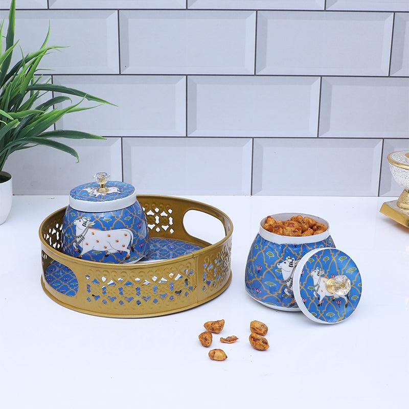 Gavya Jar with Tray (200 ML) - Three Piece Set