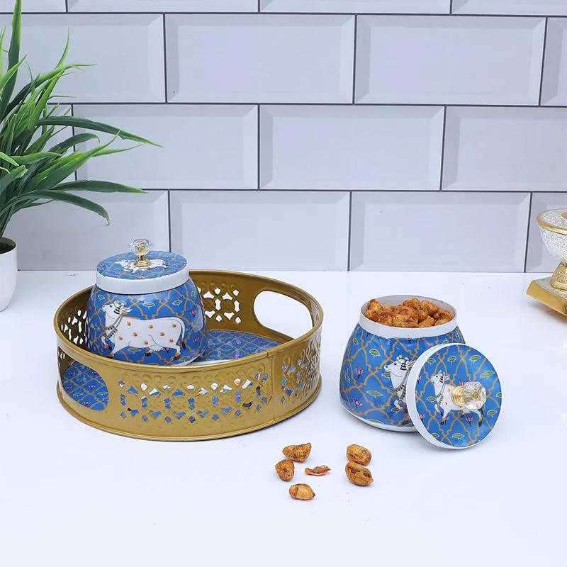 Gavya Jar with Tray (200 ML) - Three Piece Set media 1