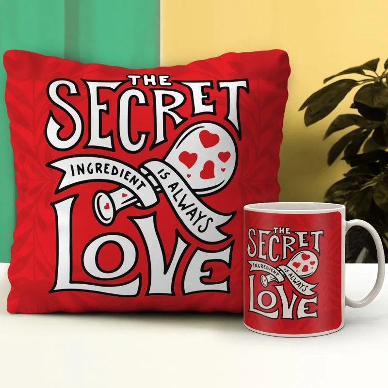 The Secret Ingredient Red Cushion Cover & Mug (300 ML) - Two Piece Set media 1
