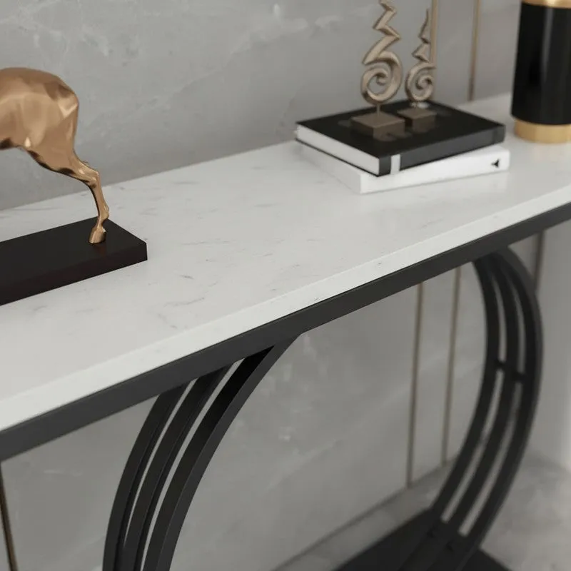 Minimalist Metal Console Table with Marble Top - Small media 3