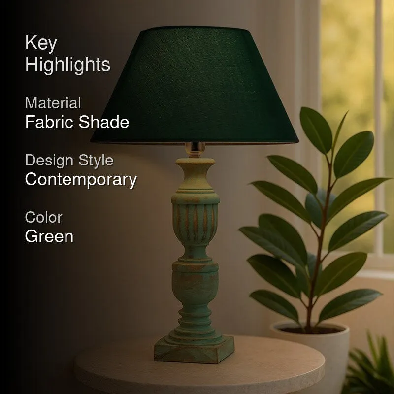 Fionna Carved Fabric Table Lamp - Green media 2