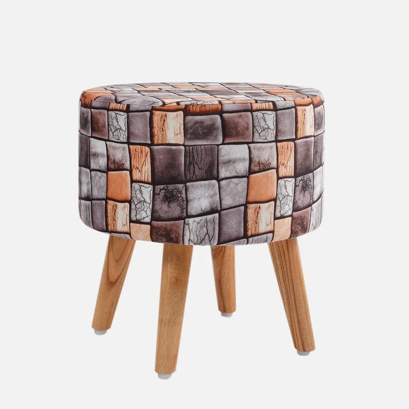 Blockart Geometric Velvet Ottoman - Multicolor media 3