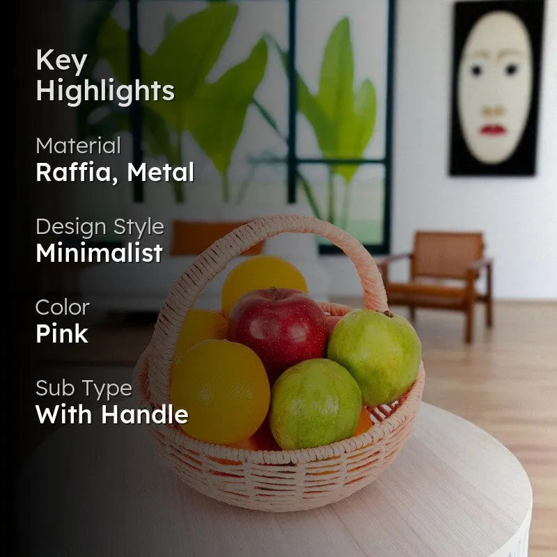 Royal Meadow (Raffia,Metal) Fruit Basket media 2
