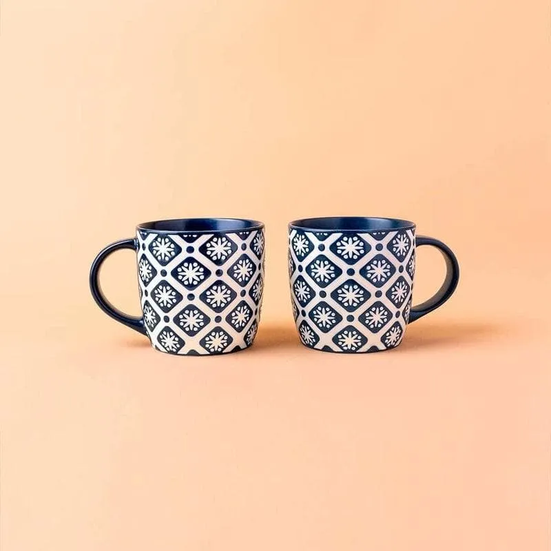 Blue Porcelain Coffee Mug (250 mL Each) - Set of Two media 1