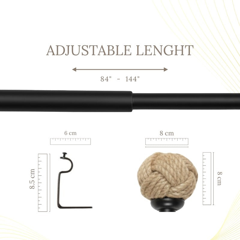 Archiron Extendable 1" Single Curtain Rod With Round Finial & Brackets media 4