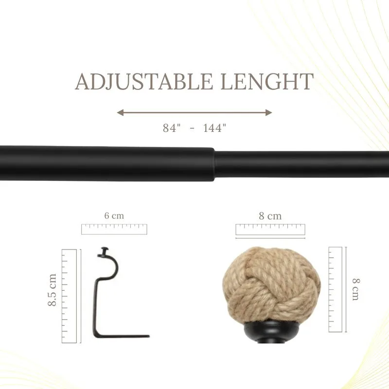 Archiron Extendable 1" Single Curtain Rod With Round Finial & Brackets media 4