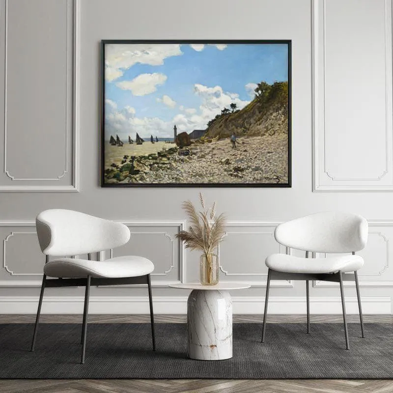 The Beach At Honfleur (1866) By Claude Monet - Black Frame media 5