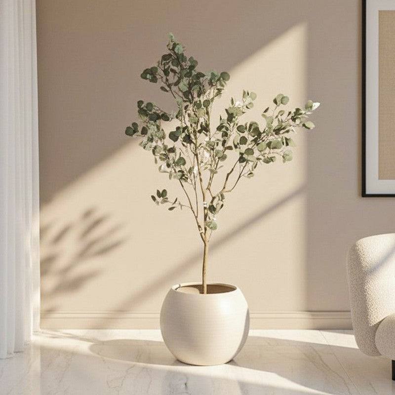 Compact Eucalyptus Artificial Plant With Black Plastic Pot